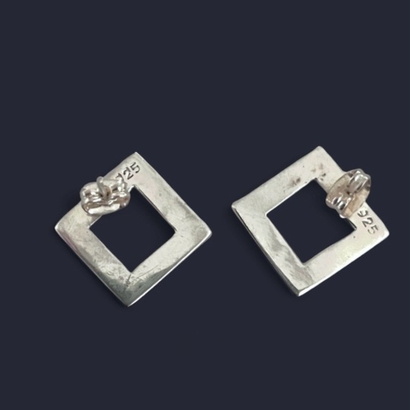 Sterling Silver Square/Geometric Pendant Earring & 18” Snake Chain Set 13.7g - Picture 8 of 12